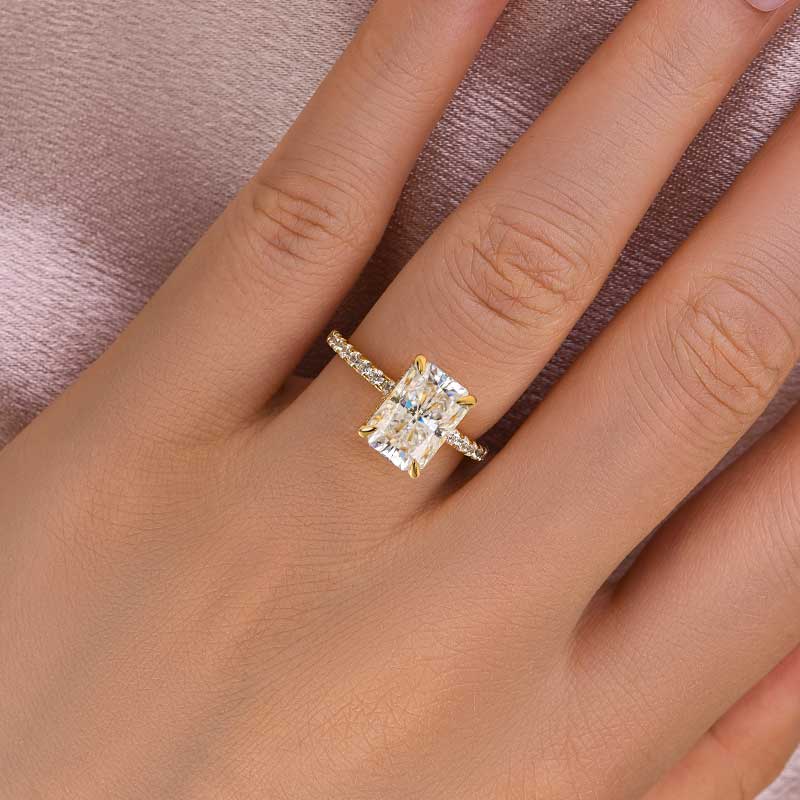 3.5ct Radiant Moissanite Ring – 925 Silver White/Yellow/Rose Gold