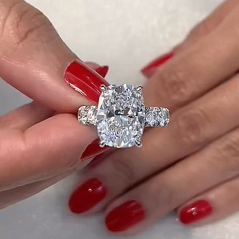 9.0 Carat Cushion-Cut Simulated Diamond Engagement Ring