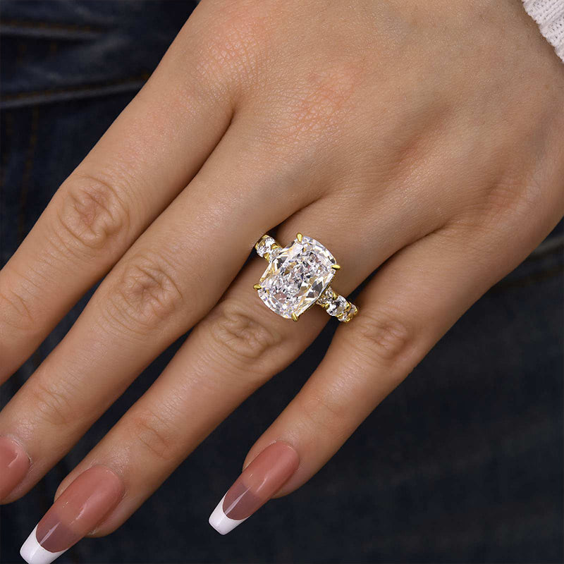 9.0 Carat Cushion-Cut Simulated Diamond Engagement Ring