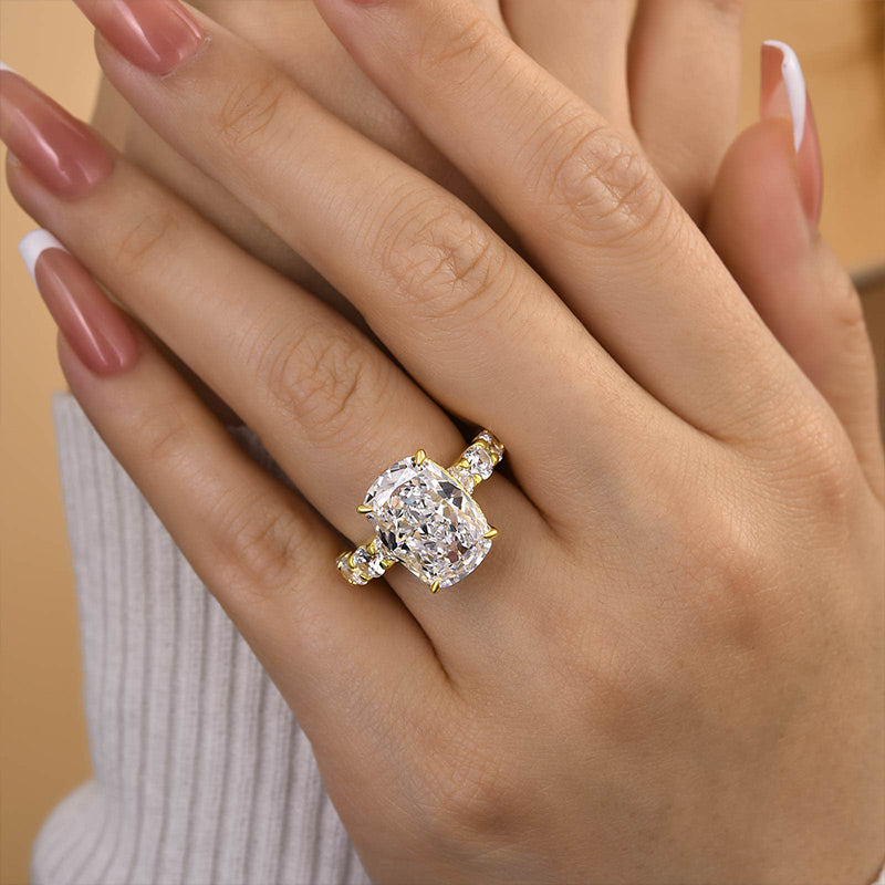 9.0 Carat Cushion-Cut Simulated Diamond Engagement Ring
