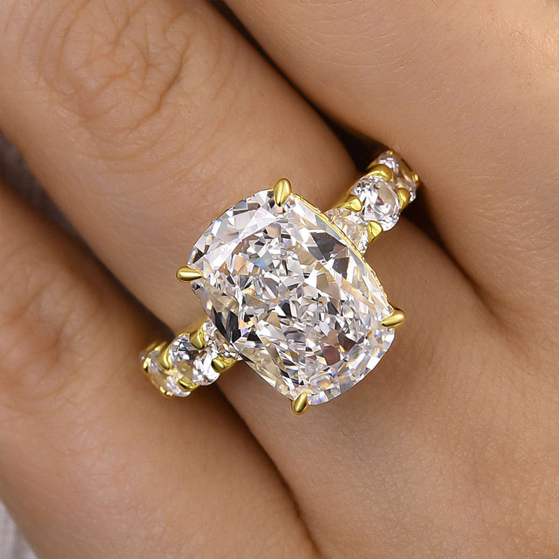 9.0 Carat Cushion-Cut Simulated Diamond Engagement Ring