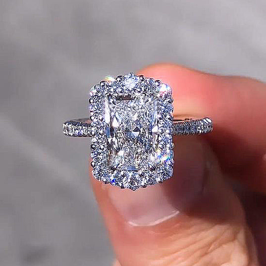 3.5 Carat Radiant Cut Halo Diamond Ring