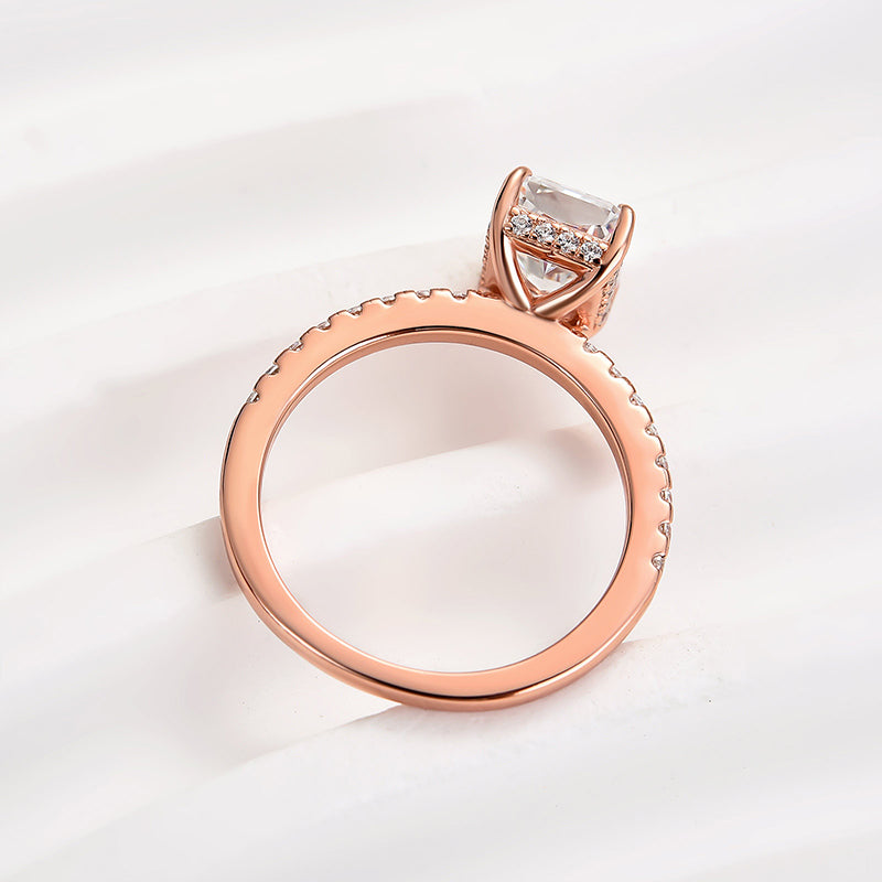 2.0 Carat Radiant Sona Diamond Rose Gold-Plated Sterling Silver Engagement Ring