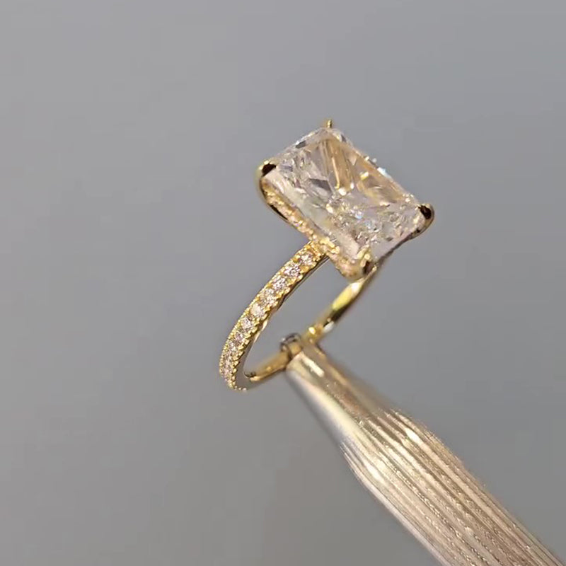 4.5CT Radiant Cut Diamond Two Tone Gold Ring