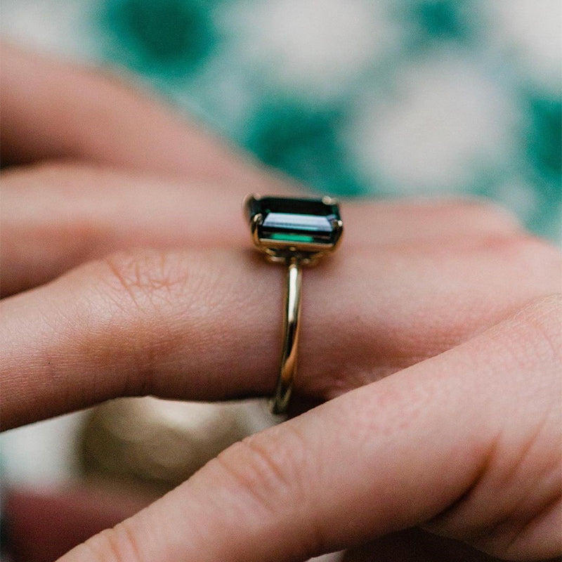 2.5Ct Emerald & 1.8Ct Pear Cut Two-Stone Ring