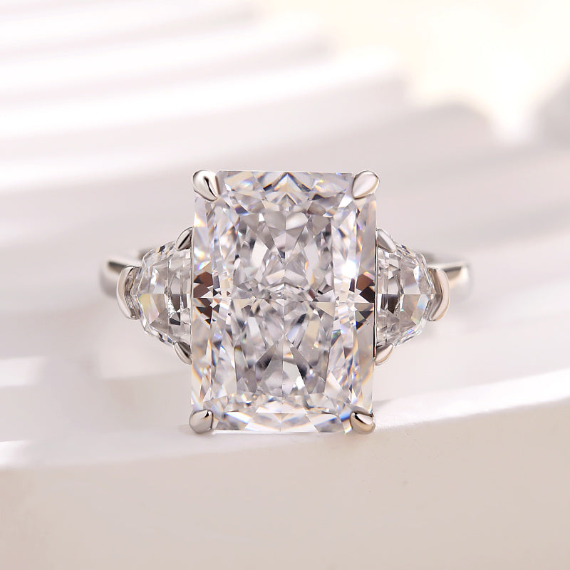 7.0 Carat Radiant-Cut Simulated Diamond Three-Stone Engagement Ring