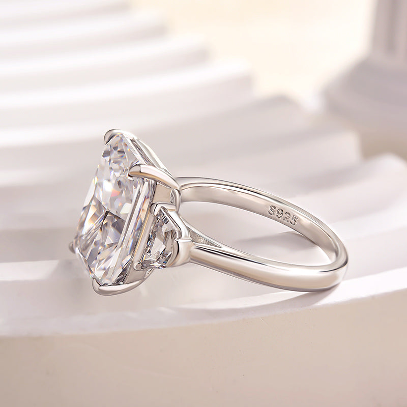 7.0 Carat Radiant-Cut Simulated Diamond Three-Stone Engagement Ring