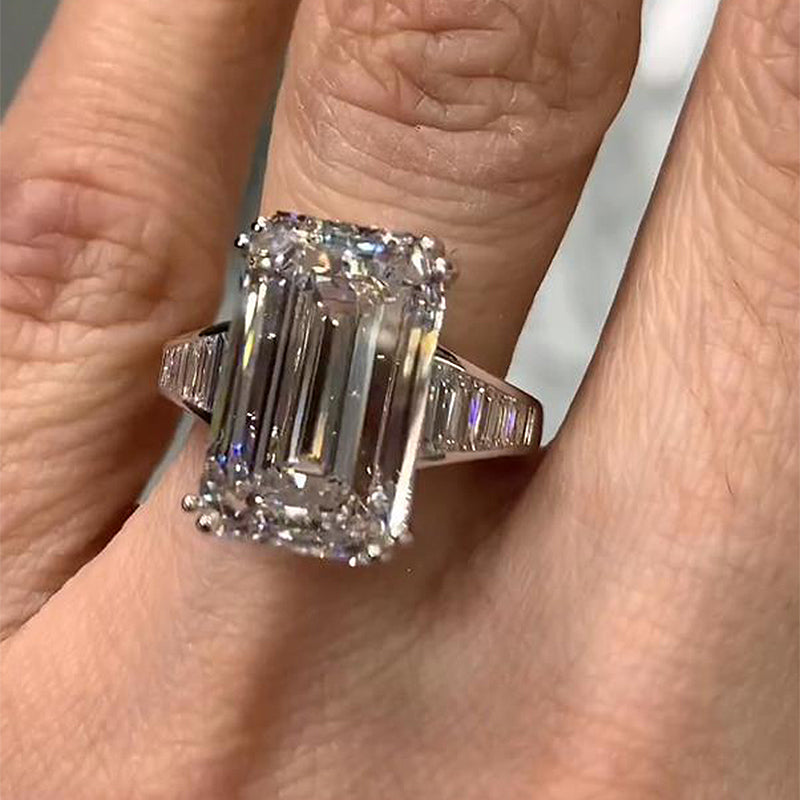 7.0Ct Emerald Cut Three-Stone Diamond Ring
