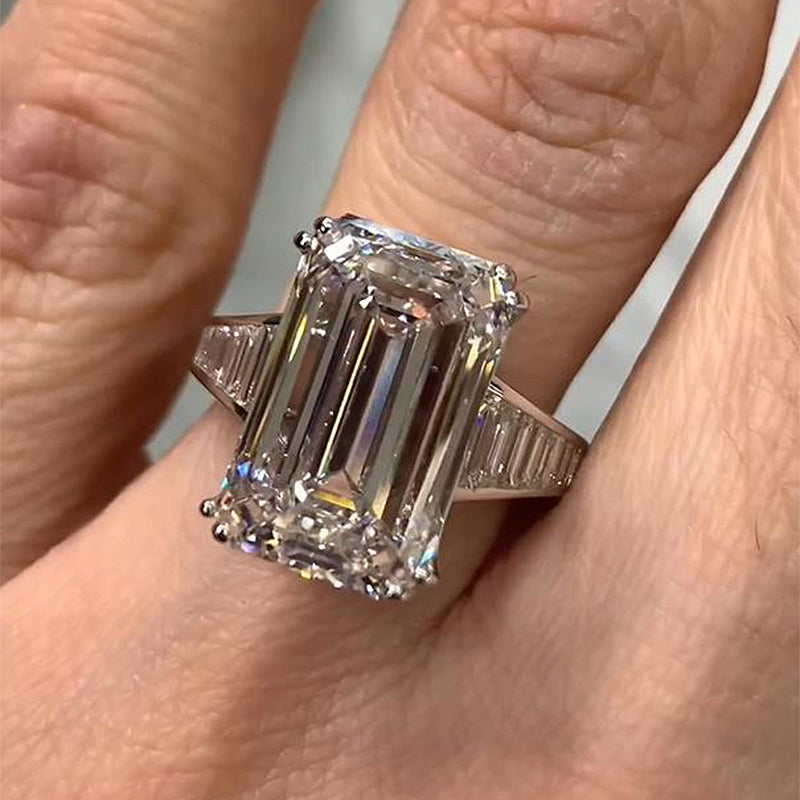 7.0Ct Emerald Cut Three-Stone Diamond Ring