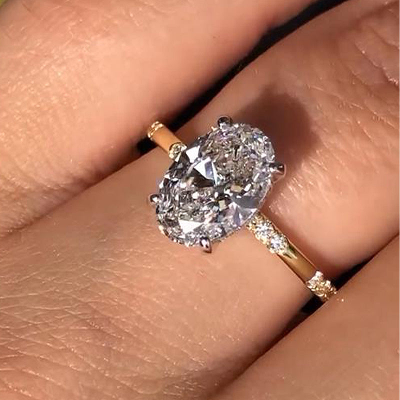 2.5Ct Oval Gold Engagement Ring with 0.5Ct Band