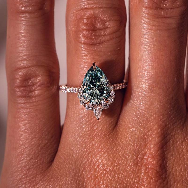 2.5Ct Pear Cut Paraiba Tourmaline Engagement Ring