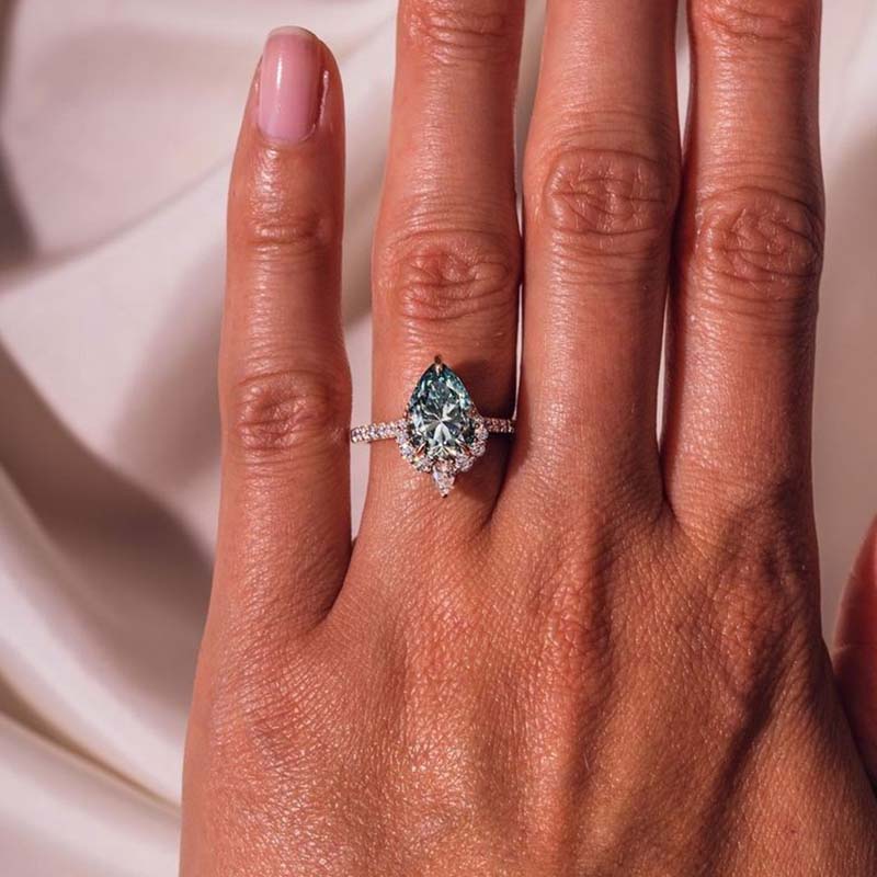 2.5Ct Pear Cut Paraiba Tourmaline Engagement Ring