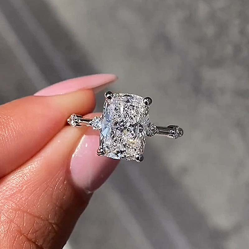 4.5 Carat Cushion-Cut Simulated Diamond Engagement Ring
