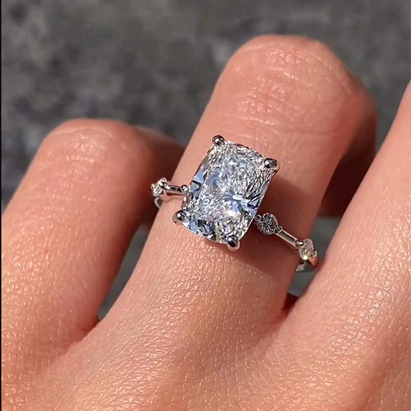 4.5 Carat Cushion-Cut Simulated Diamond Engagement Ring