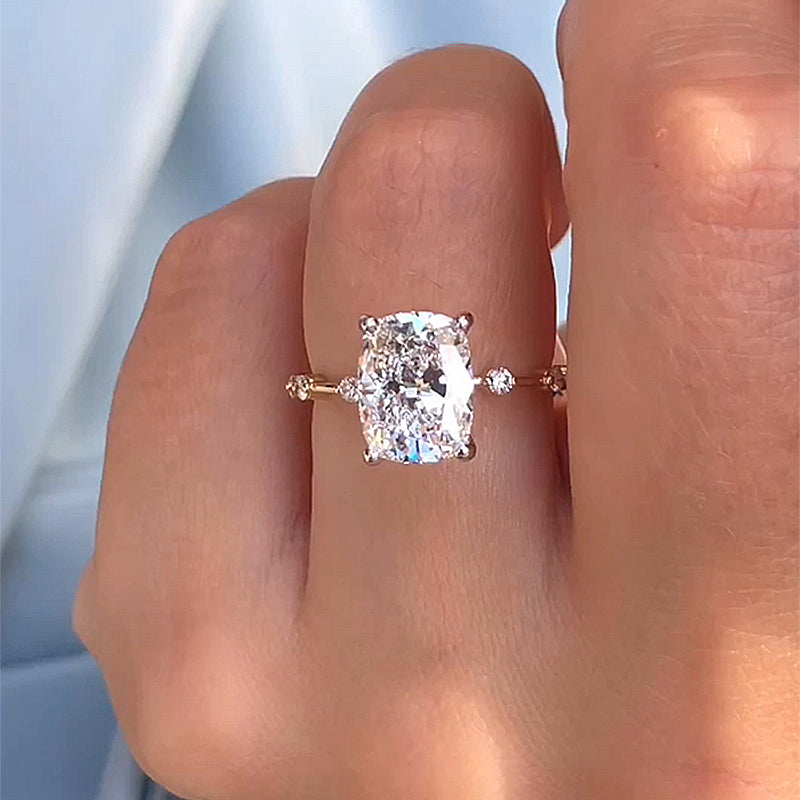 4.5 Carat Cushion-Cut Simulated Diamond Engagement Ring