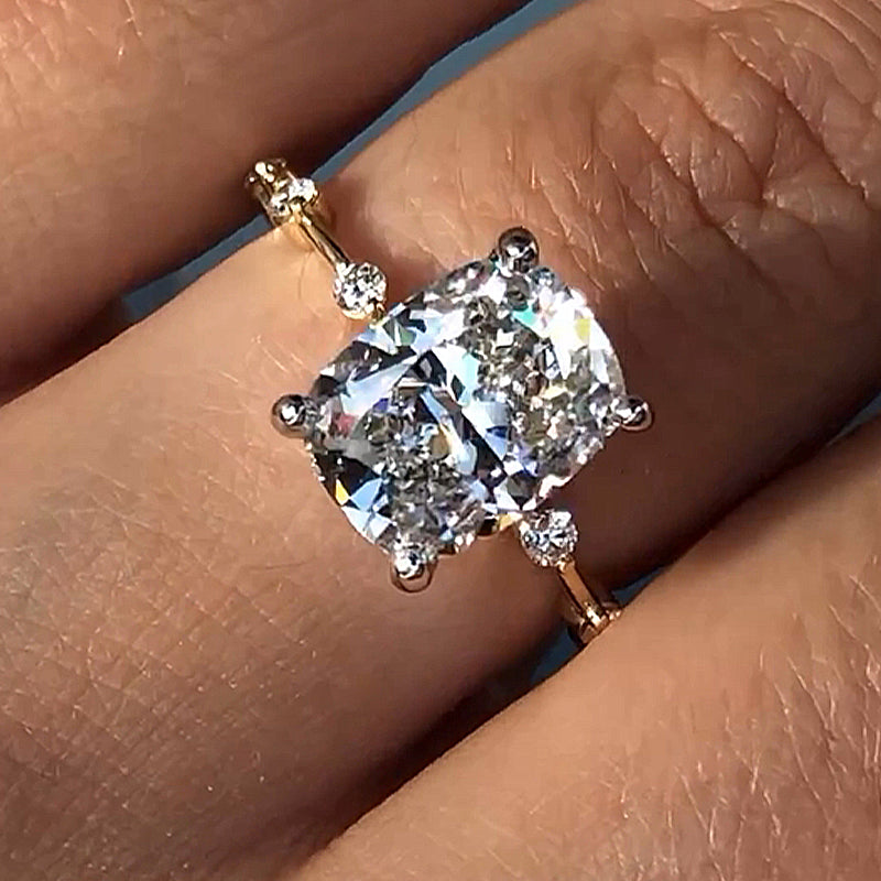 4.5 Carat Cushion-Cut Simulated Diamond Engagement Ring
