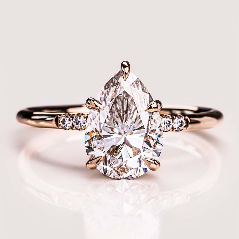 3.5ct Pear Cut Diamond Rose Gold Engagement Ring