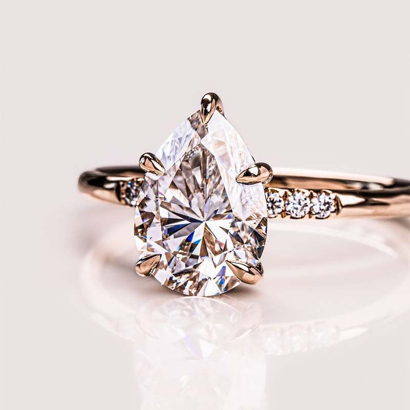 3.5ct Pear Cut Diamond Rose Gold Engagement Ring