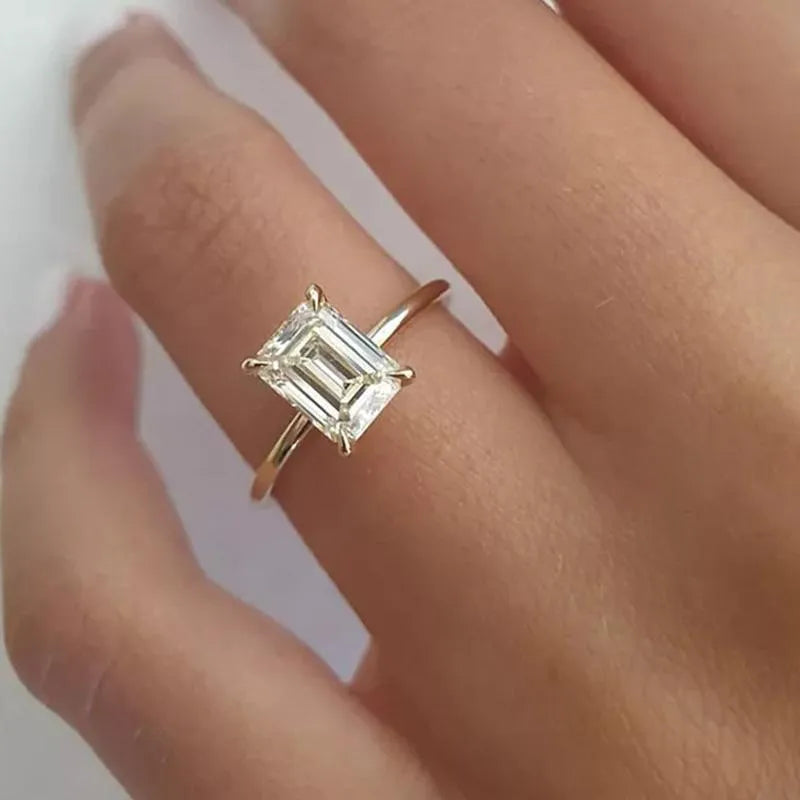 3.5 Carat Emerald Cut Simulated Diamond Ring – Sterling Silver
