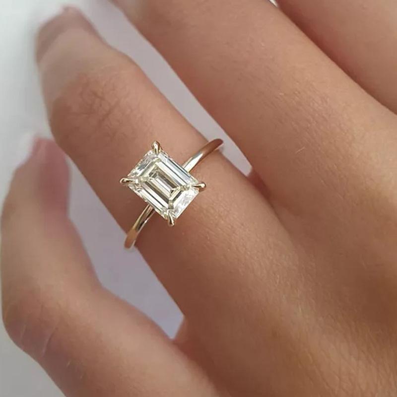 3.5CT Emerald Cut Moissanite Ring 925 Silver