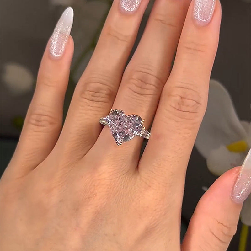 5.0 Carat Heart Pink Diamond Three Stone Ring