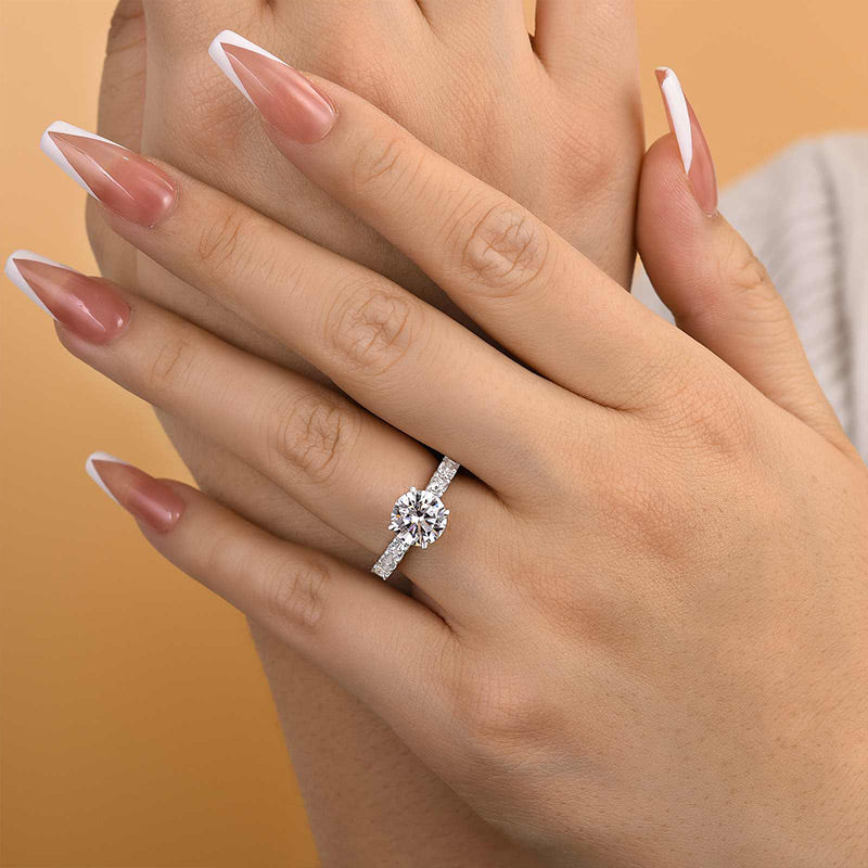 Timeless 2 Carat Round Sona Diamond Sterling Silver Ring