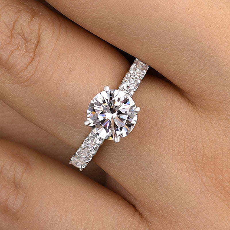 Timeless 2 Carat Round Sona Diamond Sterling Silver Ring