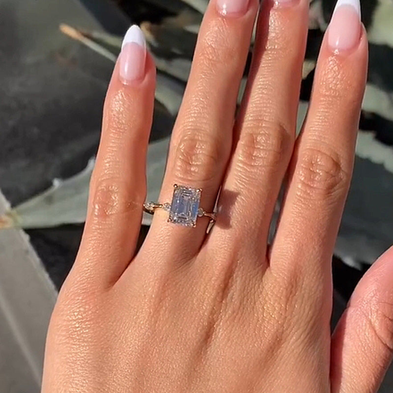 3.0 Carat Emerald Cut Diamond Halo Ring