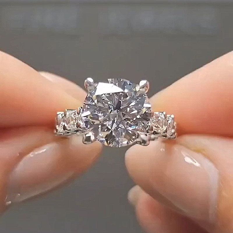 4.0 Carat Round-Cut Simulated Diamond Halo Engagement Ring