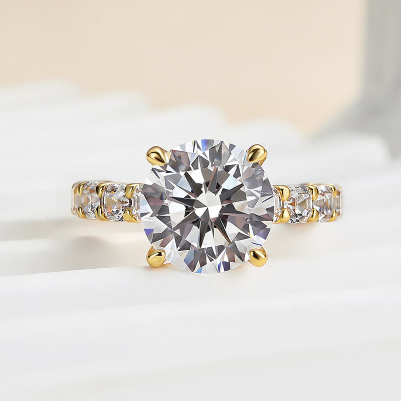 4.0 Carat Round-Cut Simulated Diamond Halo Engagement Ring