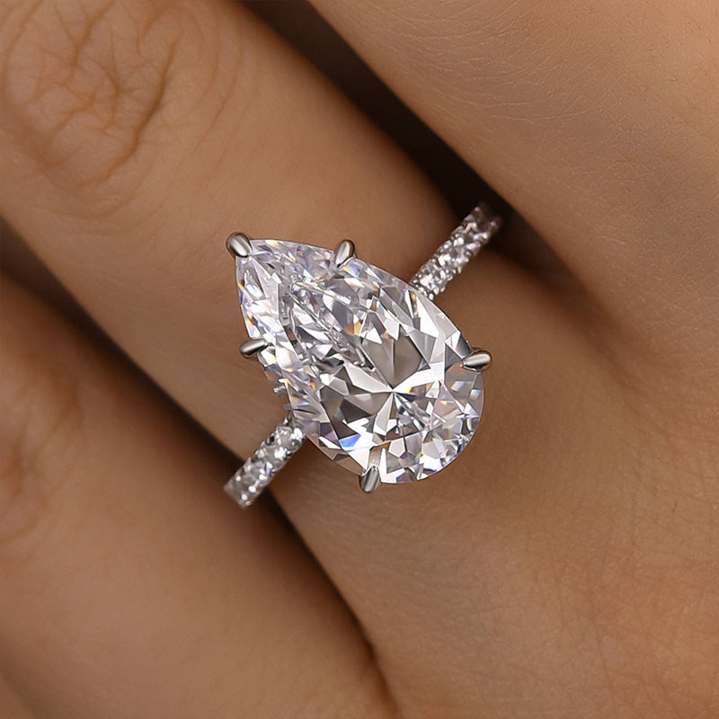 4.5ct Pear Cut Diamond Solitaire Ring - White Gold