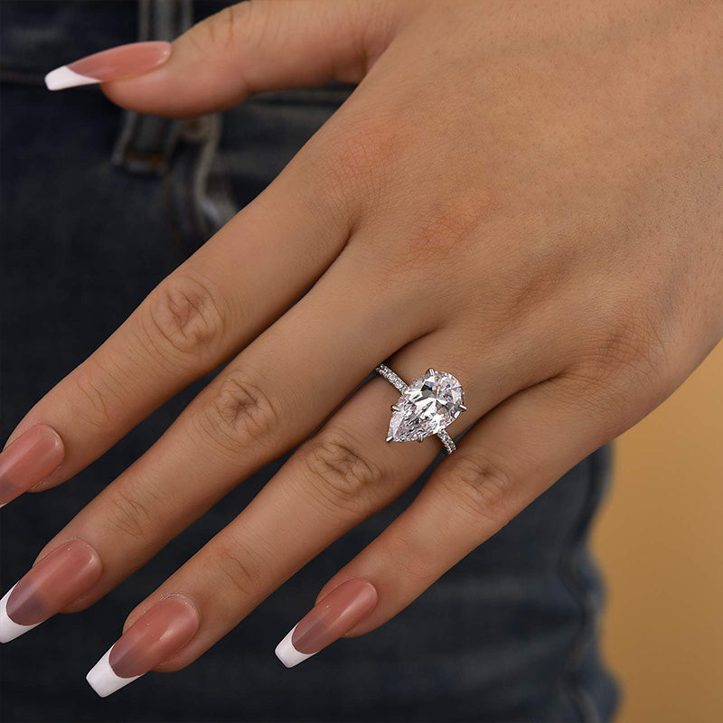 4.5ct Pear Cut Diamond Solitaire Ring - White Gold