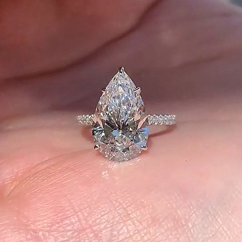 4.5ct Pear Cut Diamond Solitaire Ring - White Gold