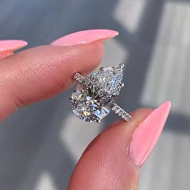 4.5ct Pear Cut Diamond Solitaire Ring - White Gold