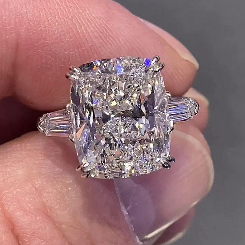 7.0Ct Cushion Cut Three-Stone Diamond Ring
