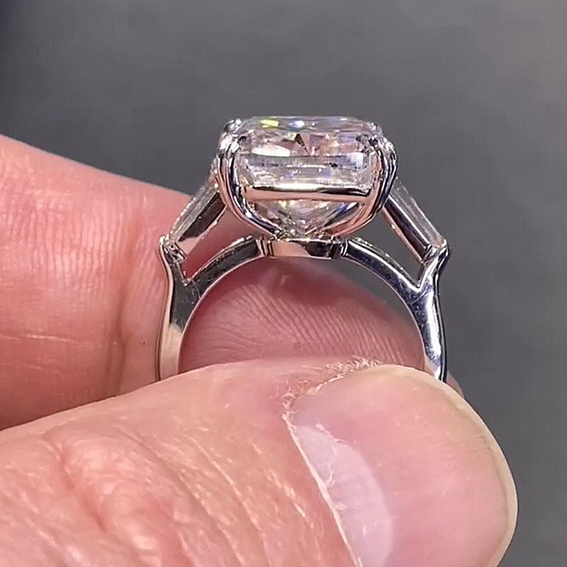 7.0Ct Cushion Cut Three-Stone Diamond Ring