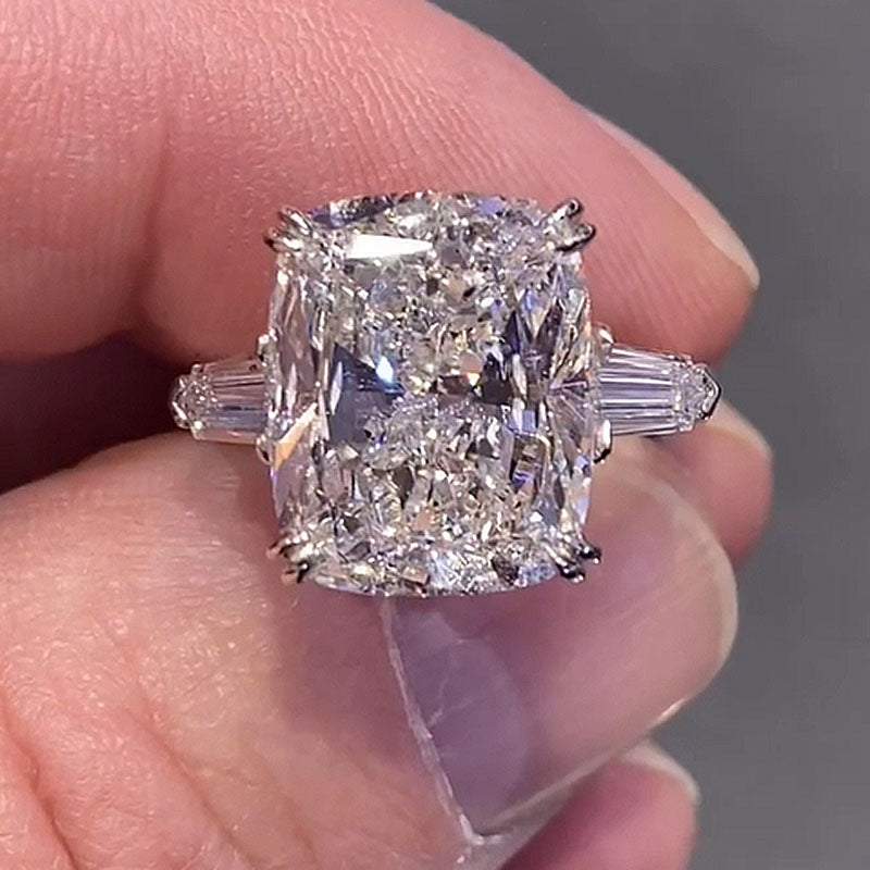 7.0Ct Cushion Cut Three-Stone Diamond Ring