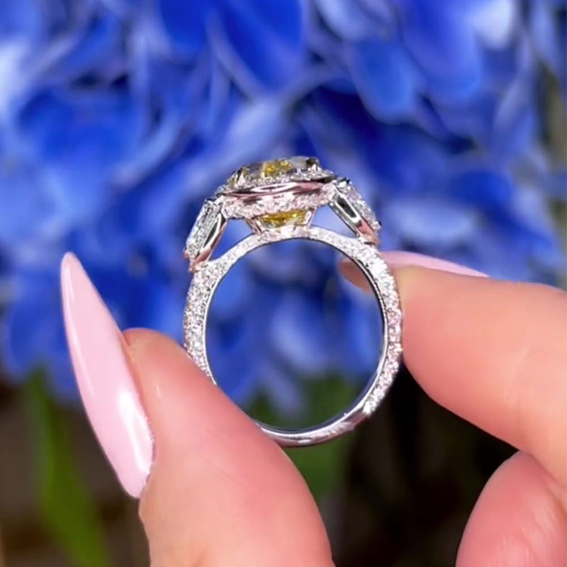 3 Carat Oval Cut Yellow Stone Engagement Ring White Gold