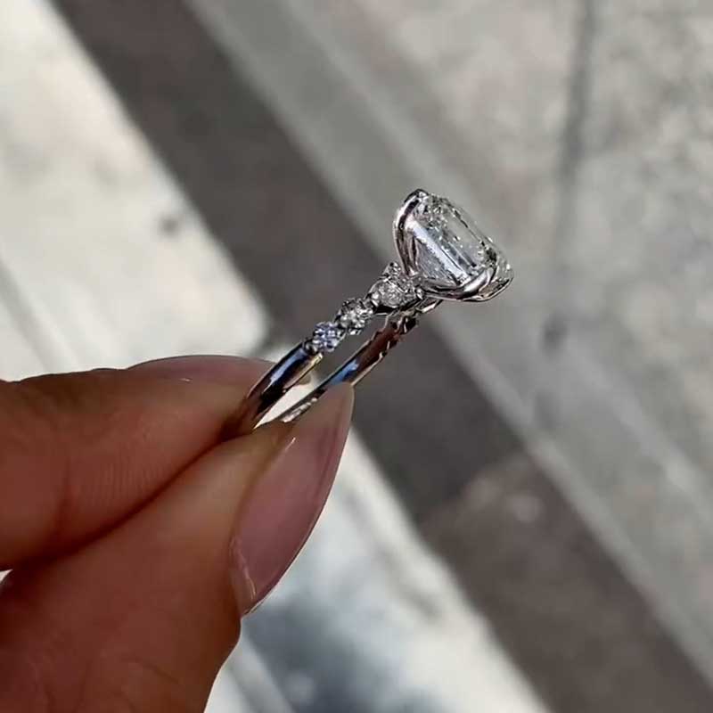 3.5ct Asscher Cut Diamond Ring with Mixed Cut Accents