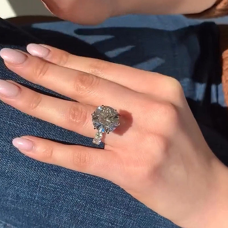 6ct Round Diamond Ring with 2ct Pavé Band