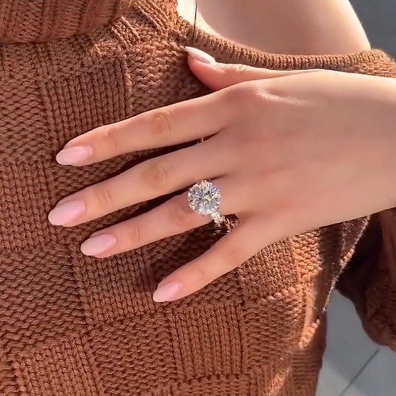 6ct Round Diamond Ring with 2ct Pavé Band