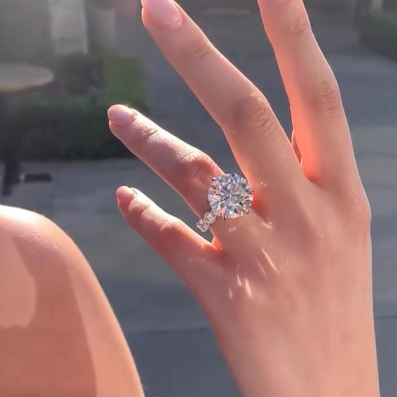 6ct Round Diamond Ring with 2ct Pavé Band