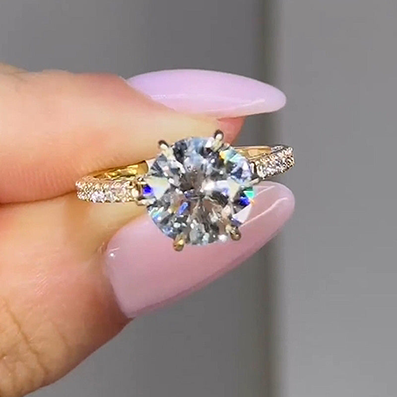 2 Carat Round-Cut Moissanite Engagement Ring in Sterling Silver