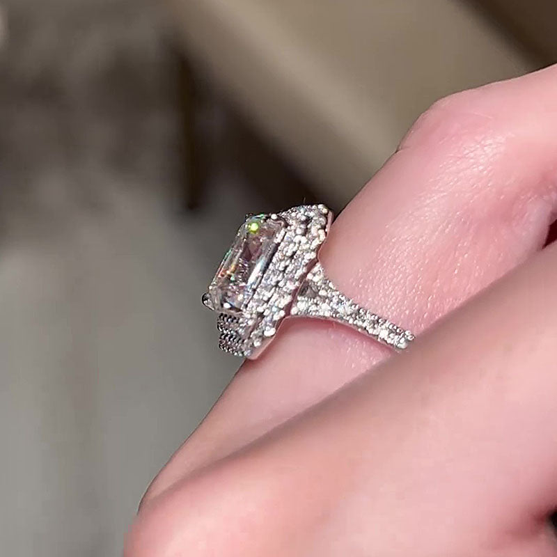 3.0 Carat Emerald Cut Halo Engagement Ring