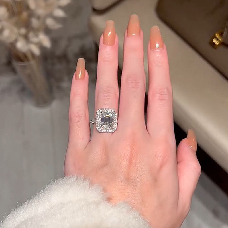 3.0 Carat Emerald Cut Halo Engagement Ring