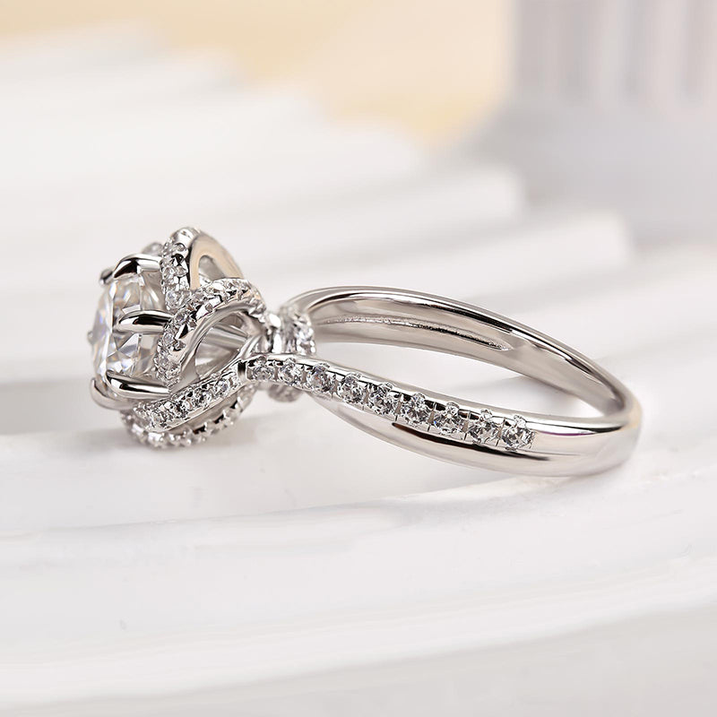 1.0Ct Round Moissanite Ring – 925 Silver Rhodium Plated