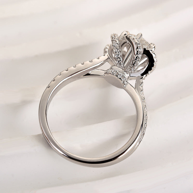 1.0Ct Round Moissanite Ring – 925 Silver Rhodium Plated
