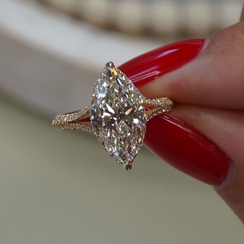 4 Carat Marquise-Cut Simulated Diamond Engagement Ring