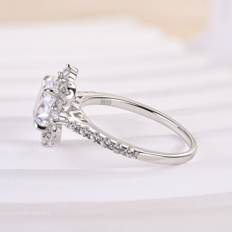 1.25 Carat Oval Halo Diamond Bridal Ring