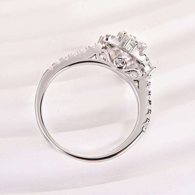 1.25 Carat Oval Halo Diamond Bridal Ring